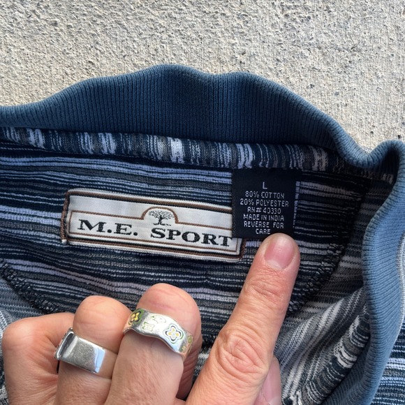 VTG Chereskin Striped Velour Long Sleeve‎ Polo Mens Size Large - Picture 2 of 7